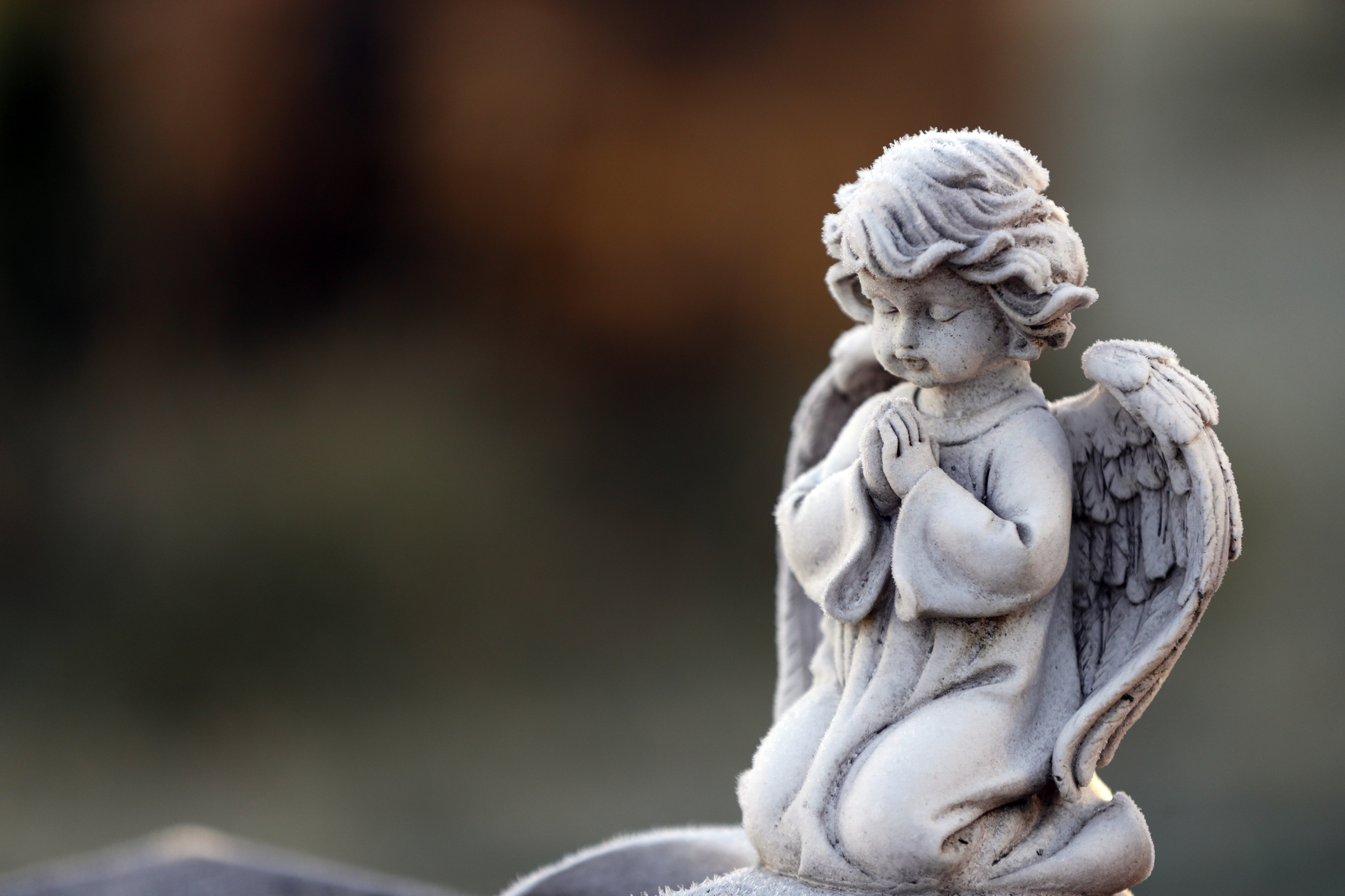 Angel statue in winter.