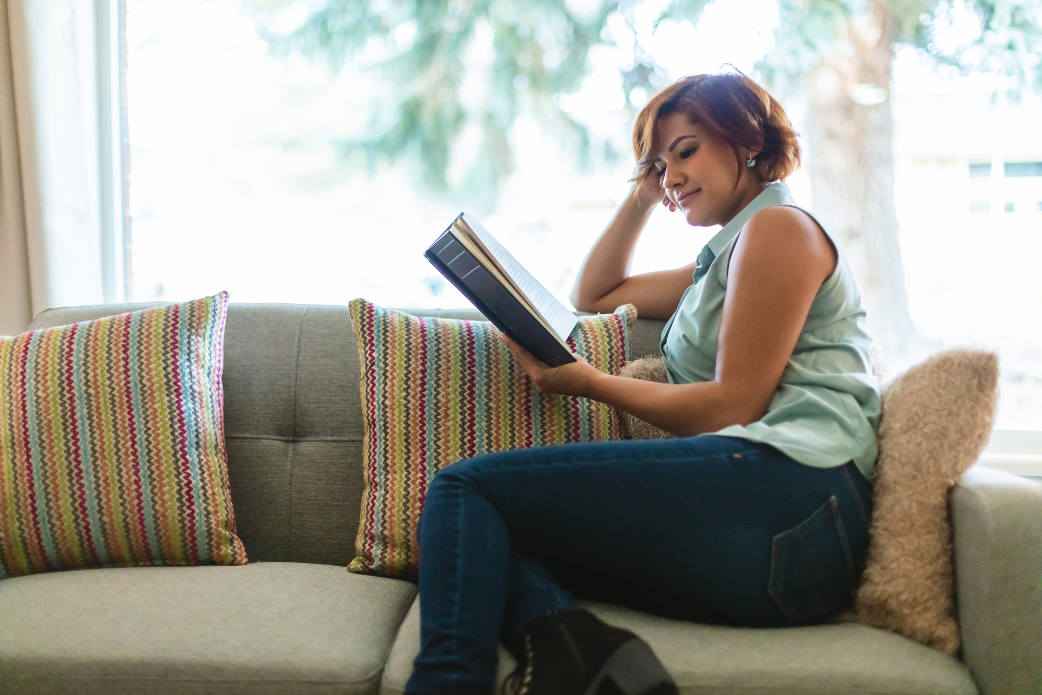 In Western Colorado Generation Z Female of Hispanic Latin Ethnicity in Living Room