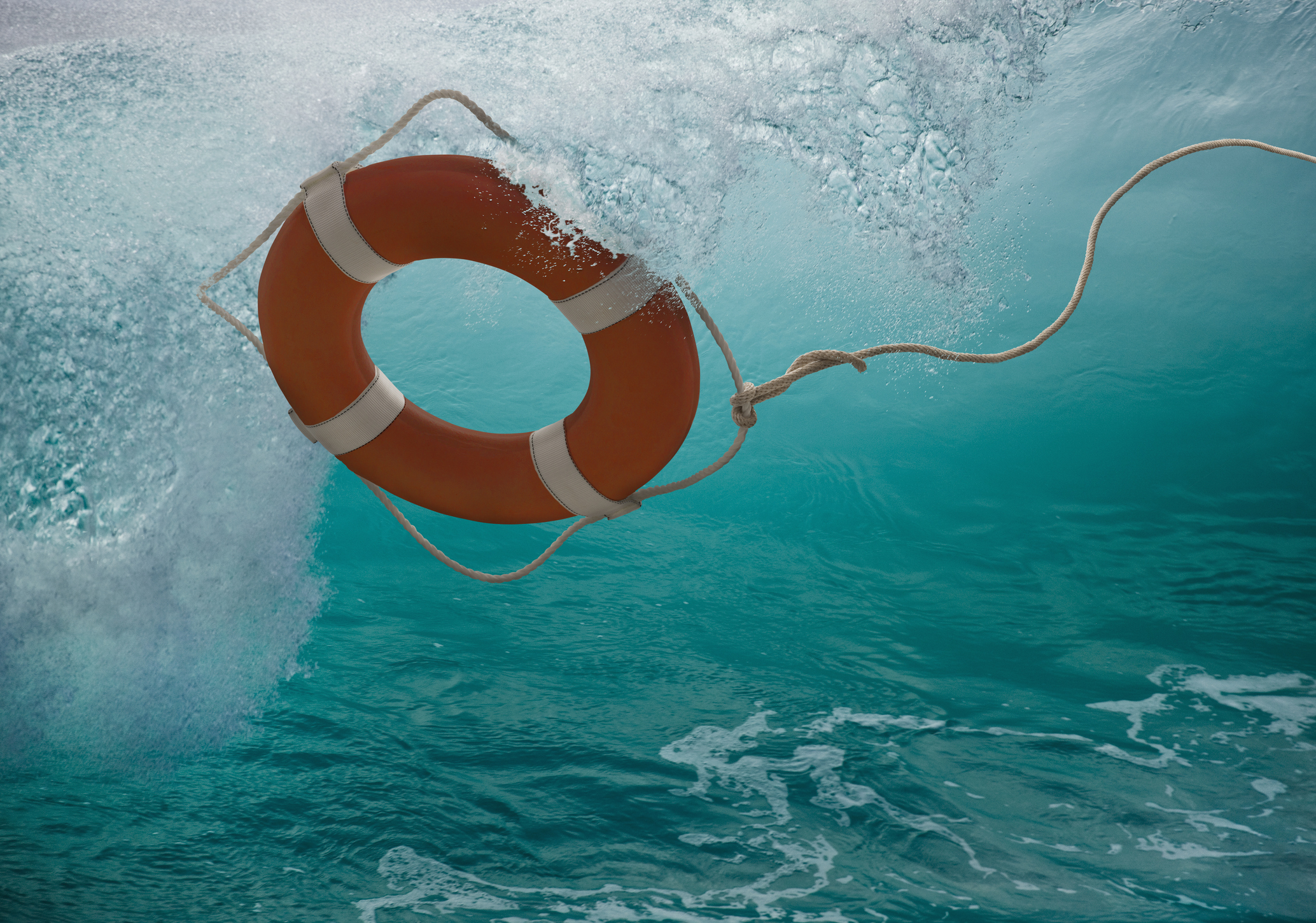 Life ring tossing in waves