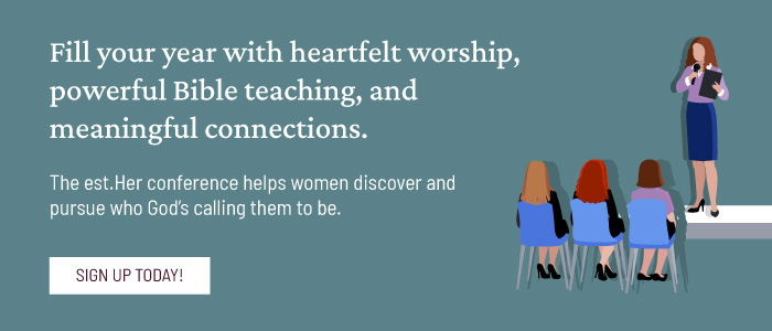 A graphic that leads to the registration page for Esther Press’s Christian women’s conference when clicked.