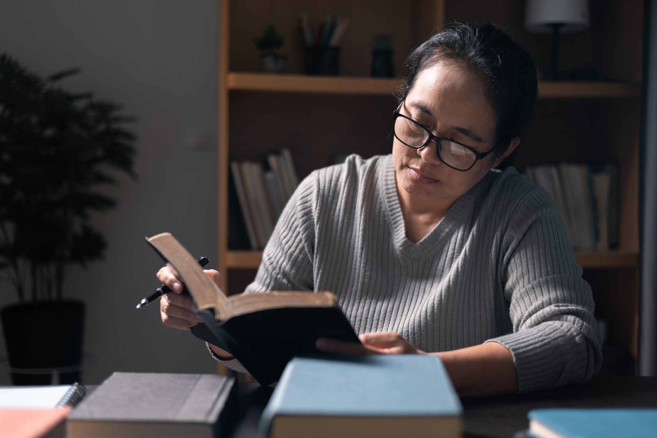 woman studying Bible